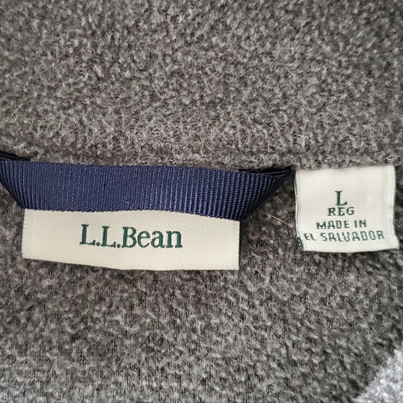 LL BEAN gray zip-up sweater Large full-zip high collar neck - Picture 4 of 4